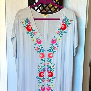 Beautiful baby blue embroidered dress with pockets